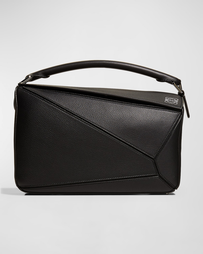 Shop Loewe Puzzle Classic Calf Leather Bag In Black