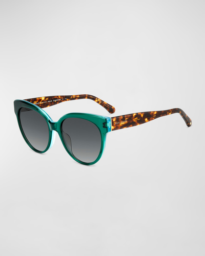 Shop Kate Spade Aubriela Acetate Round Sunglasses In Green