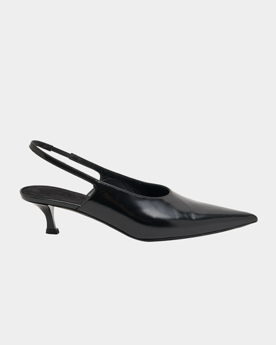 Shop Givenchy Show Kitten-heel Slingback Leather Pumps In Black