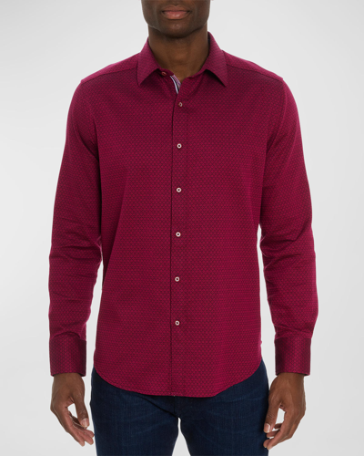 Shop Robert Graham Men's Metro Cotton-stretch Sport Shirt In Raspberry