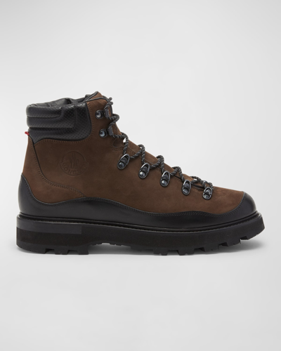 Shop Moncler Men's Peka Trek Suede Hiking Boots In Black
