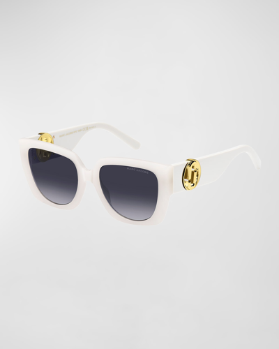 Shop Marc Jacobs Cut-out Logo Acetate Butterfly Sunglasses In Ivory