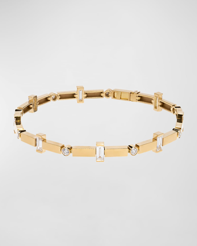 Shop Azlee Scattered Gold Bar & Diamond Tennis Bracelet