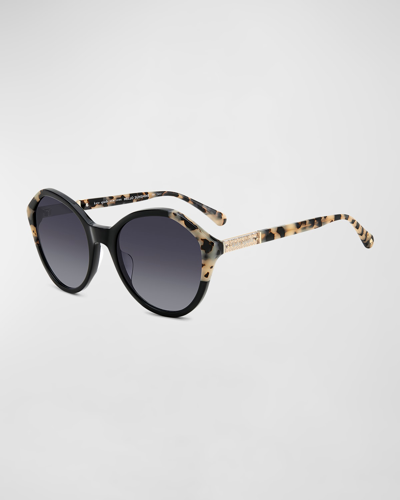 Shop Kate Spade Jezebel Acetate Round Sunglasses In Black