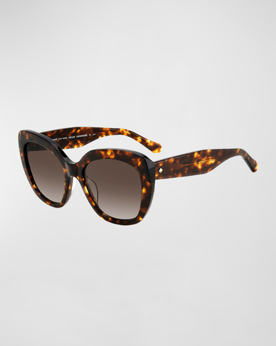 Shop Kate Spade Winslet Acetate Cat-eye Sunglasses In Hvn