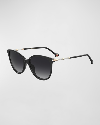 Carolina Herrera 57mm Round Sunglasses In Blk Gold