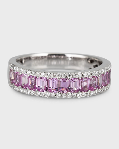 Shop David Kord 18k White Gold Ring With Pink Sapphires And Diamonds