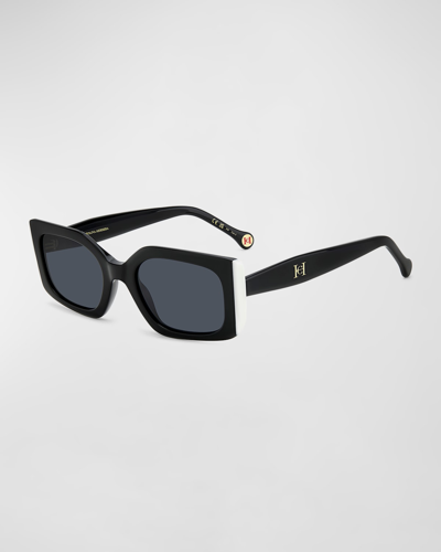 Carolina Herrera 53mm Rectangular Sunglasses In Blck Whte