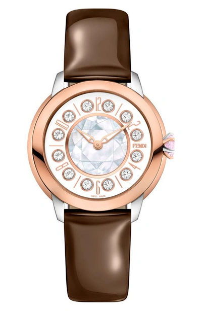 Fendi Women's Ishine 38mm Two Tone 18k Rose Goldplated & Stainless Steel, Topaz, Black Spinel, Mother Of P In Two Tone
