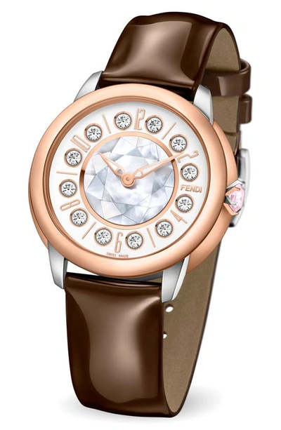 Fendi Women's Ishine 38mm Two Tone 18k Rose Goldplated & Stainless Steel, Topaz, Black Spinel, Mother Of P In Two Tone