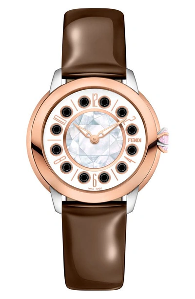 Fendi Women's Ishine 38mm Two Tone 18k Rose Goldplated & Stainless Steel, Topaz, Black Spinel, Mother Of P In Two Tone