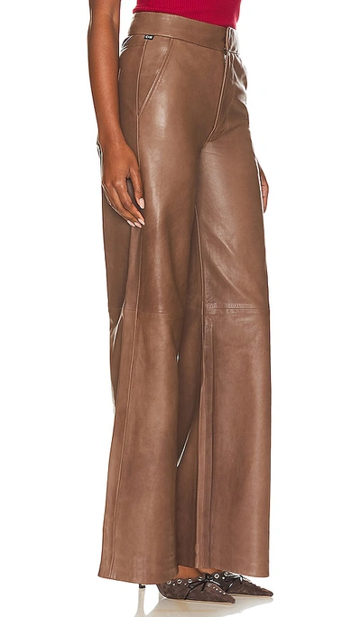 Shop Citizens Of Humanity Beverly Leather Slouch Boot Trouser In Taupe