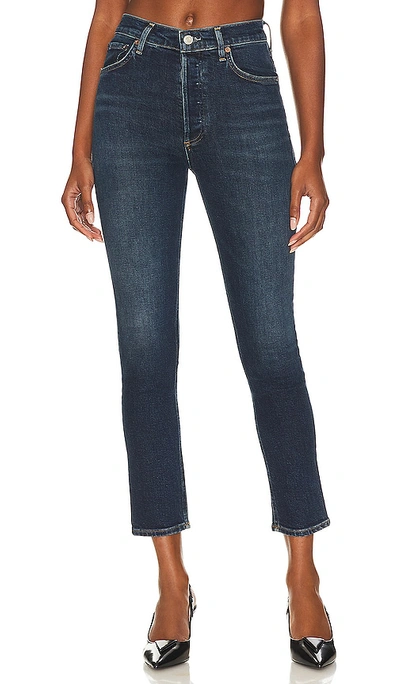 Shop Agolde Nico High Rise Slim In Blue