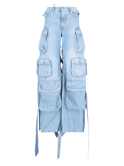 Shop Attico Cargo Pants Cut Out In Light Blue