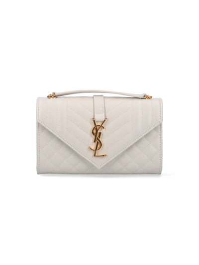 Shop Saint Laurent Small Shoulder Bag "envelope" In Cream