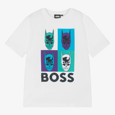 Shop Hugo Boss Boys White Cotton Batman T-shirt