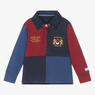Shop Joules Boys Red & Blue Colourblock Rugby Top