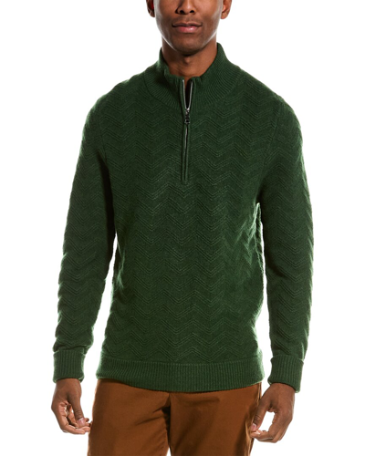 Shop Kier + J Cable Wool & Cashmere-blend Turtleneck Sweater In Green