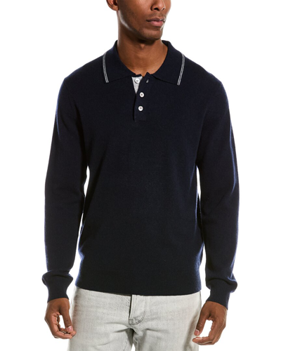 Shop Kier + J Wool & Cashmere-blend Polo Shirt In Navy