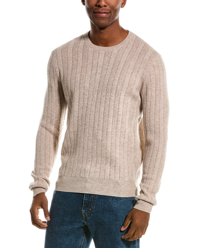 Shop Kier + J Mini Herringbone Wool & Cashmere-blend Sweater In Brown