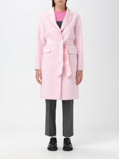 Shop Twinset Coat In Wool Blend In Pink
