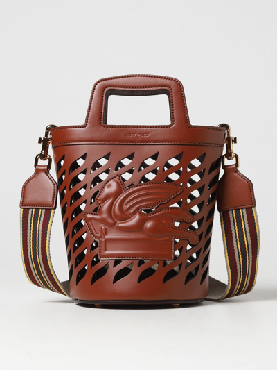 Shop Etro Bag In Perforated Leather In Brown