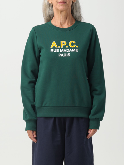 Shop Apc Sweatshirt A.p.c. Woman Color Green