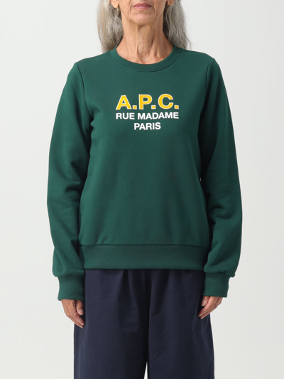 Apc Madame Logo-print Cotton Sweatshirt In Green
