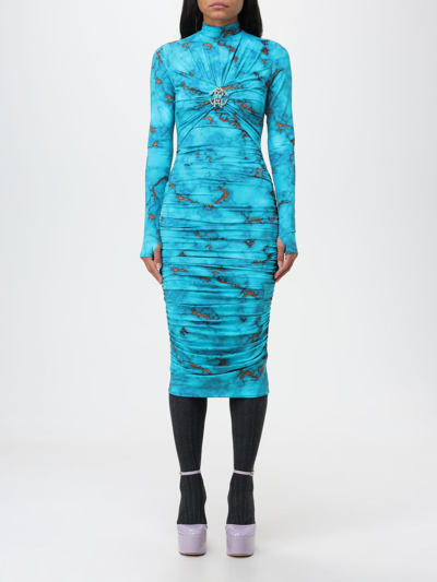Shop Roberto Cavalli Dress  Woman Color Gnawed Blue