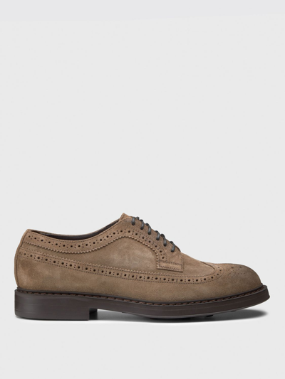 Doucal's Light Brown Suede Dovetail Lace-up. In Brown