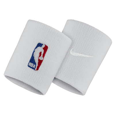 Shop Nike Nba  Unisex Dri-fit Basketball Wristbands (1 Pair) In White