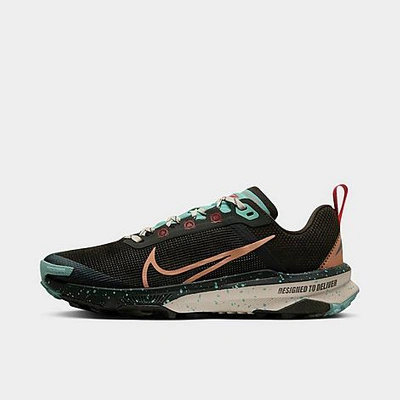 Shop Nike Women's React Terra Kiger 9 Trail Running Shoes In Sequoia/emerald Rise/guava Ice/amber Brown