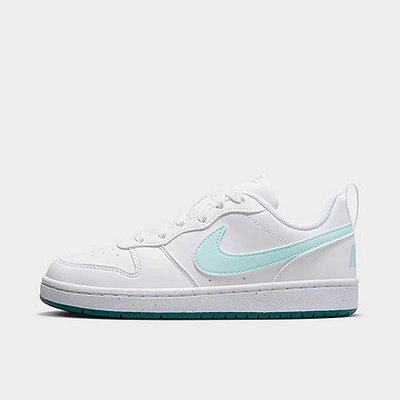 Shop Nike Big Kids' Court Borough Low Recraft Casual Shoes In White/jade Ice/geode Teal