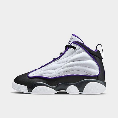 Shop Nike Jordan Little Kids' Pro Strong Basketball Shoes In White/black/electro Purple