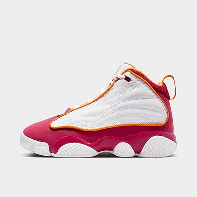 Shop Nike Jordan Little Kids' Pro Strong Basketball Shoes In White/cardinal Red/vivid Orange