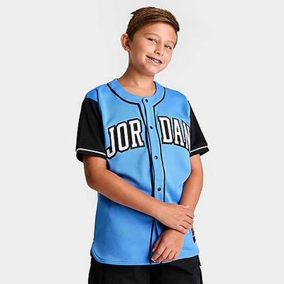 Shop Nike Jordan Kids' Hbr Baseball Jersey In University Blue 