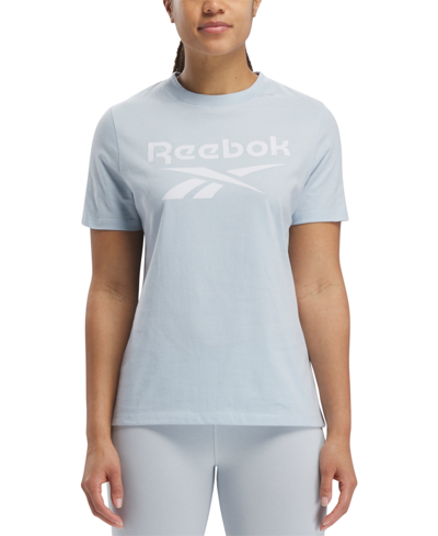 Shop Reebok Women's Short Sleeve Logo Graphic T-shirt In Feel Good Blue