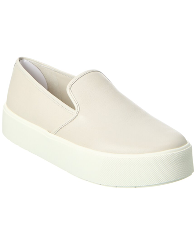 Shop Vince Brenden Leather Slip-on Sneaker In White
