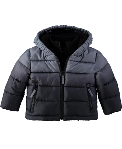 Shop S Rothschild & Co Rothschild Baby Boys Contrast Fleece Vestee Puffer Jacket In Charcoal Ombre