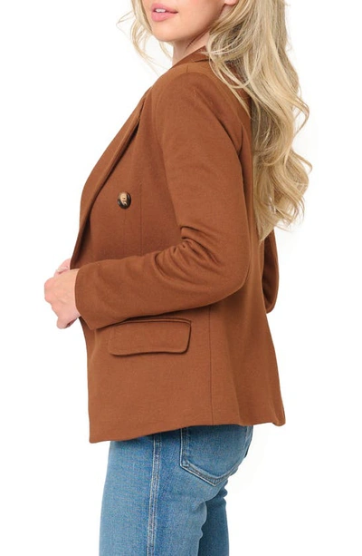 Gibsonlook Double Breasted Cotton Blend Blazer In Tuscan Saddle