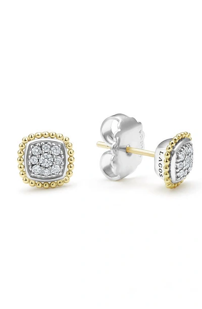 Lagos 18k Yellow Gold & Sterling Silver Rittenhouse Diamond Cluster Stud Earrings In Silver