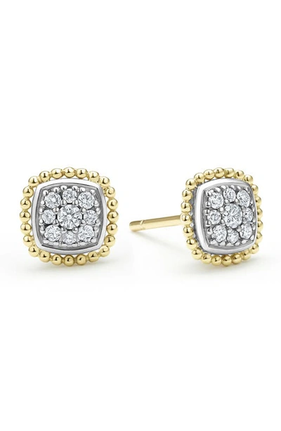 Lagos 18k Yellow Gold & Sterling Silver Rittenhouse Diamond Cluster Stud Earrings In Silver