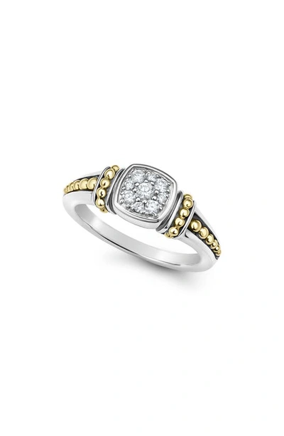 Lagos Rittenhouse Two-tone Pave Diamond Ring In Silver