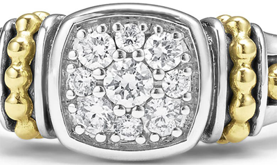 Lagos Rittenhouse Two-tone Pave Diamond Ring In Silver