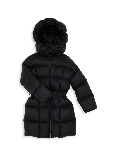 Shop Moncler Little Girl's & Girl's Moka Long Down Coat In Black
