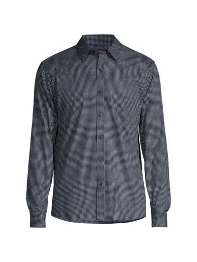 Shop Michael Kors Men's Geo Pixel Stretch Slim-fit Shirt In Midnight