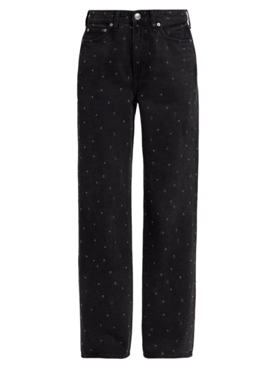 Shop Rag & Bone Women's Logan Eyelet Mid-rise Wide-leg Jeans In Serephina With Jewels