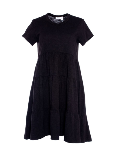 Shop Wilt Women's Short Sleeve Tiered Trapeze Dress In Black