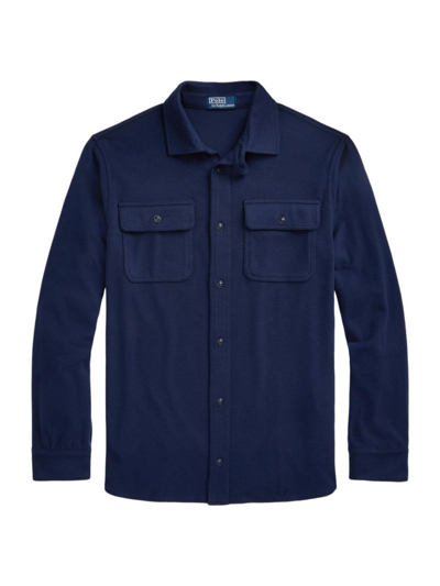 Shop Polo Ralph Lauren Men's Flannel Stretch Button-front Shirt In Refined Navy