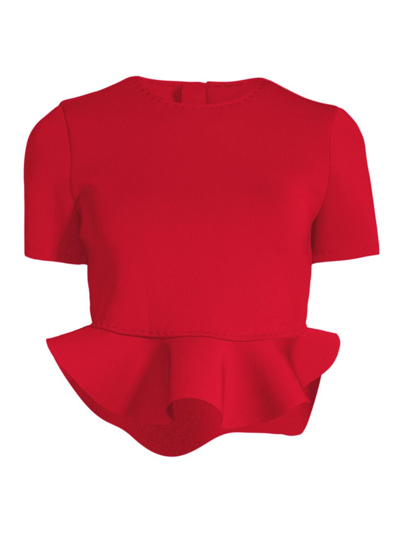 Shop Cynthia Rowley Women's Bonded Peplum Crop Top In Red